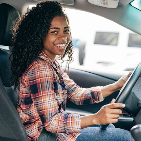Driving School Student practicing behind the wheel in Inglewood, CA